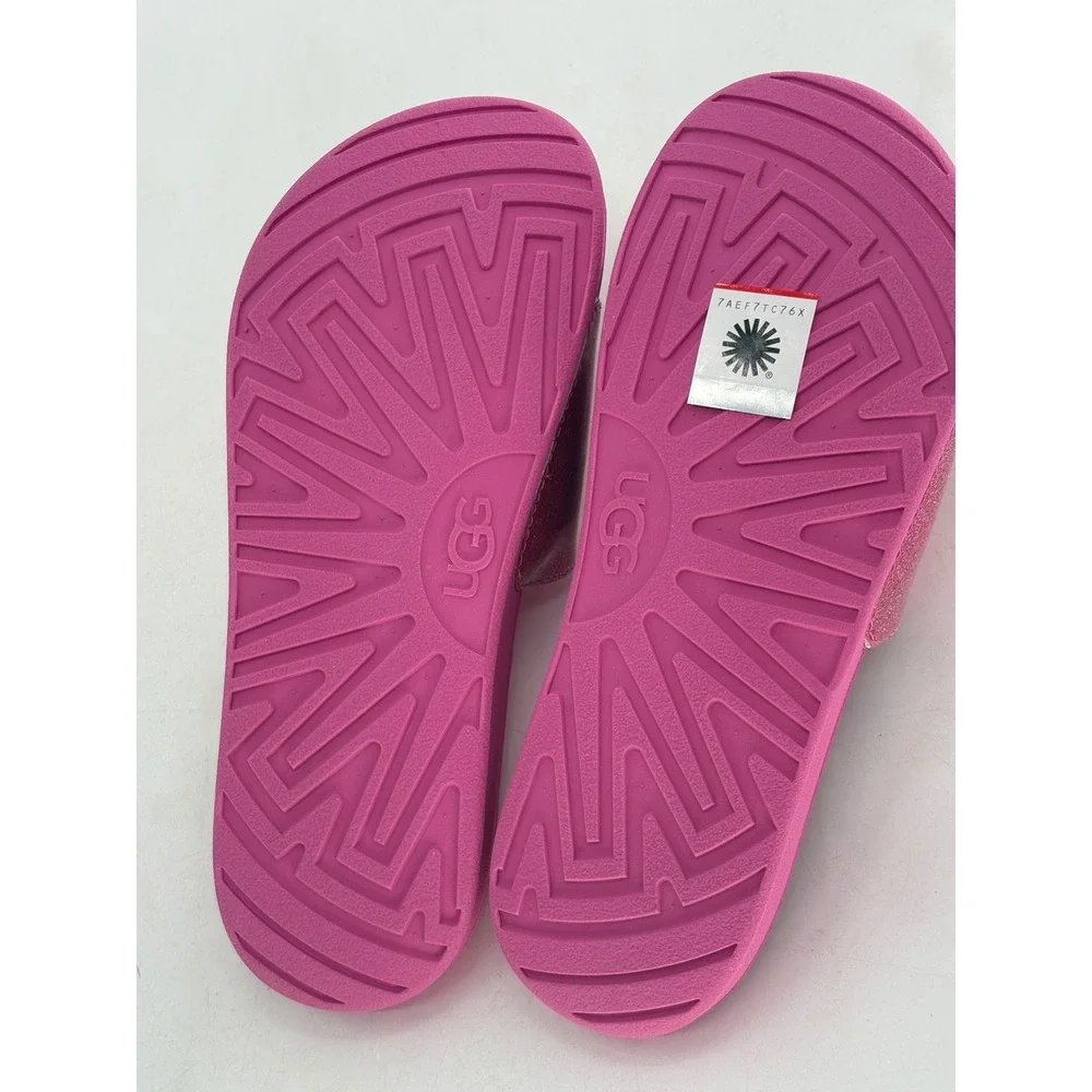 Ugg Sandal Slide Slip On Big Girl‎ Kid Size 4 Pink Glitter New